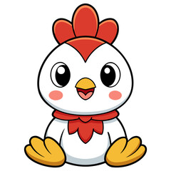 Smiling Chibi Chicken in White