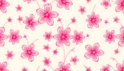 Png flower pattern background transparent monoline art with pink memphis design isolated with white highlights, png