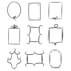 Hand drawn frames. Vintage doodle sketch picture frame. Hand Drawn Frames Collection Isolated on White background
