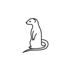 Line Drawing of a Standing Meerkat