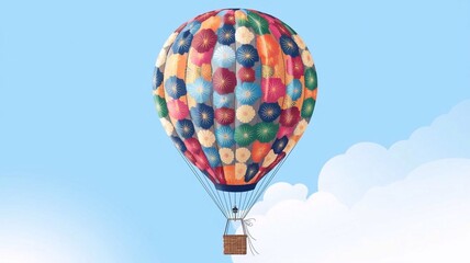 Naklejka premium Vibrant hot-air balloon isolated on transparent background PNG for creative design projects and travel-themed visual content