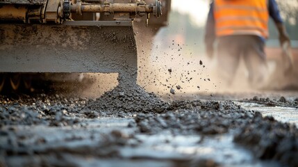 Close-Up of Concrete Being Poured from Truck