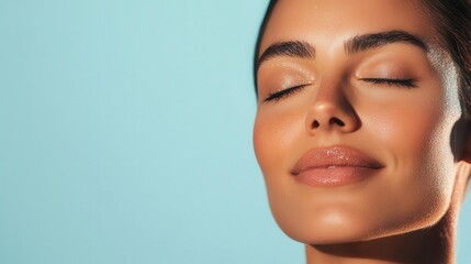 Freshfaced woman with glowing skin and soft light, clean beauty, youthful radiance