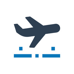 Airplane icon on white background