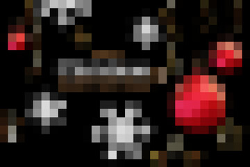 Merry Christmas greeting card or poster. Vector illustration. Christmas elegant invitation template with xmas balls, snowflakes and serpantine decoration