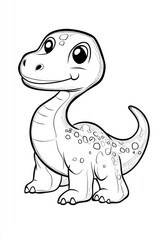 Naklejka premium Cute Dinosaur Coloring Page for Kids