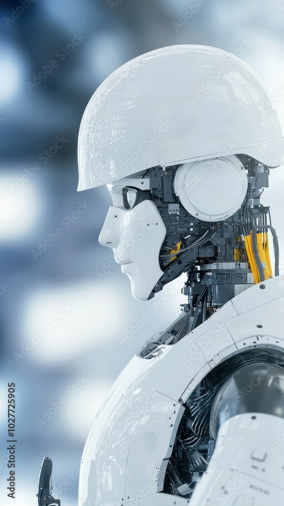 Poster futuristic robot for automation and streamlining processes