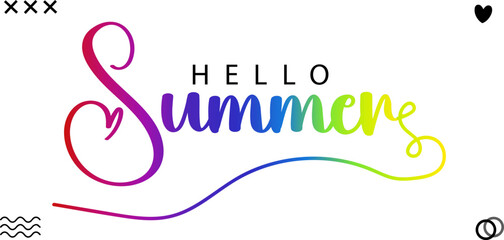 Hello Summer lettering stock illustration, Hello summer text, gradient text