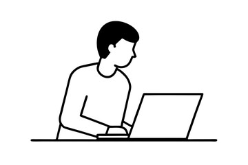 A man working on a laptop silhouette | vector silhouette illustration on white background