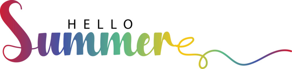 Hello Summer lettering stock illustration, Hello summer text, gradient text