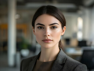Fototapeta premium A professional woman in a modern office setting, exuding confidence and focus.