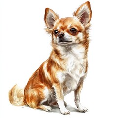 Chihuahua illustration showcasing a small, adorable dog with big ears and a curious expression. Perfect for pet lovers and dog enthusiasts.