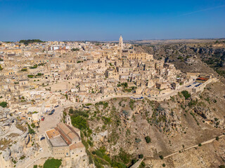 Naklejka premium Aerial view of Matera town in Basilicata region, Italy. 