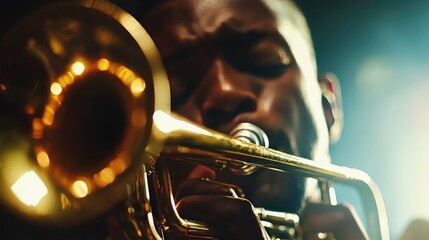 Close-Up of Musician Playing Brass Instrument