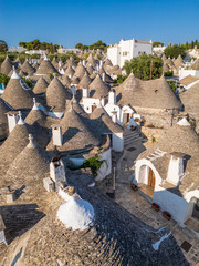 Aerial view of Alberobello town, Puglia region, Italy. 