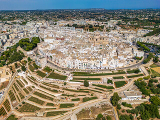 Aerial view of Locorotondo town in Puglia region, Italy. 