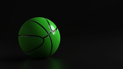 Obraz premium Green basketball on a black background, representing sports and modern design