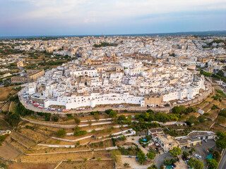 Aerial view of Ostuni town in Puglia region, Italy. 