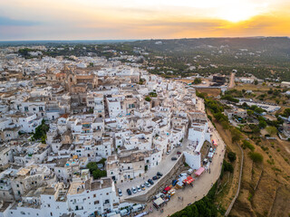 Aerial view of Ostuni town in Puglia region, Italy. 