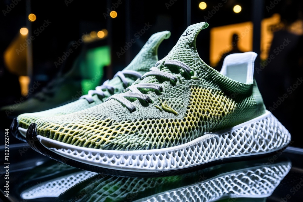 Poster Futuristic 3D-printed shoes, where customers design their own custom fit and style using advanced materials, and the shoes are printed on-demand for a perfect, personalized experience