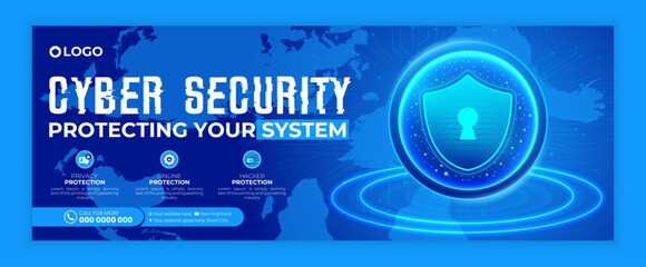 Obraz premium Cyber security modern Facebook cover book cover or Cyber icon template 