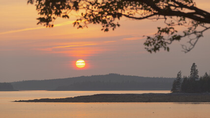 Sunset Silhouette at Roque Bluffs, Maine