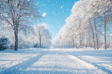 Obraz premium Snowy winter season background 
