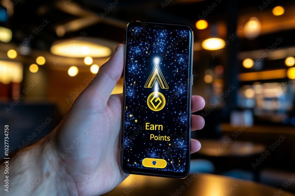 Poster Minimalist smartphone screen with a loyalty app open, displaying just a progress bar and an 