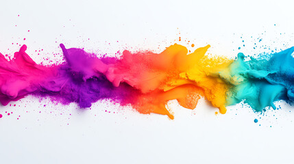 Fototapeta premium Colorful powder paint hues blend seamlessly, creating a vibrant spectrum on a clean white background, perfect for artistic and creative projects.