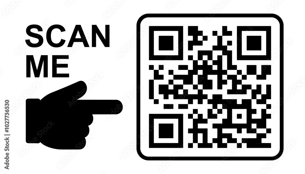 Poster qr code icon - quick response code, inscription scan me