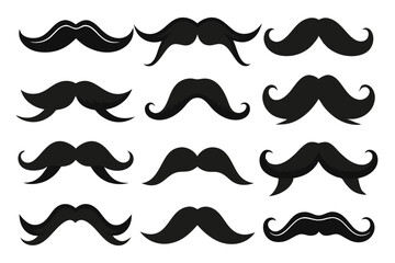 Set of mustache collection vector design illustration isolated on white background