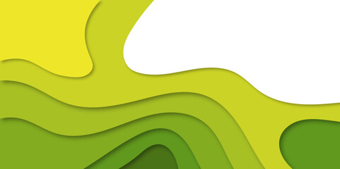Abstract green color papercut style background with simple shapes , illustration for concept design