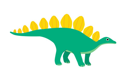 Concept of dinosaur. Green triceratops. Prehistoric wild animal. Wildlife and fauna. Dino with yellow fur. Graphic element for website. Flat vector illustration © Aleksey