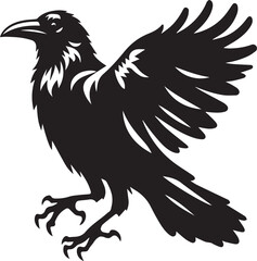 Black Crow Bird Silhouette isolated on a white background Minimalist crow vector illustration