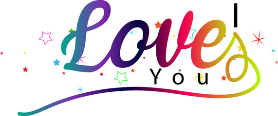 gradient text color i love you black and white hand written lettering about love, I love you text