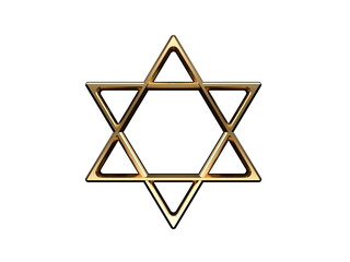 Golden star of david on alpha channel for easy drag and drop use...
