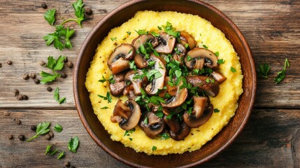 Creamy Polenta with Saut&eacute;ed Mushrooms and Herbs