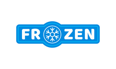 Blue frozen cold food product icon of ice crystal for label or badge, vector package symbol. Frozen product label with snowflake for fresh refrigerated meat, fish and seafood or keep cold sign