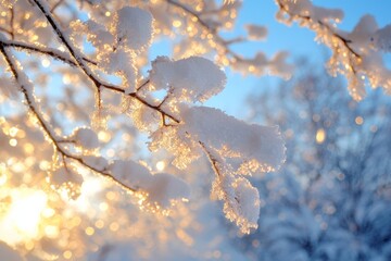 Snowy winter season background 