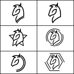 Creative Horse Elegant editable stroke outline Logo Symbol Design Illustration Vector for Company isolated on white background flat vector illustration
