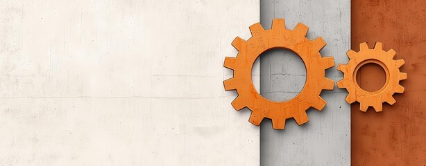 Gears on a textured background, suitable for industrial design themes.