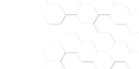 Abstract white background with hexagon and hexagonal background. Luxury white pattern with hexagons. abstract 3d hexagonal background with shadow. 3D futuristic abstract honeycomb mosaic background.