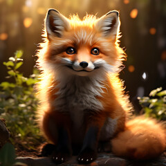 Obraz premium red fox in the grass