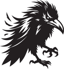 Black Crow Bird Silhouette isolated on a white background Minimalist crow vector illustration