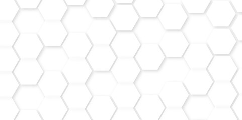 Abstract white background with hexagon and hexagonal background. Luxury white pattern with hexagons. abstract 3d hexagonal background with shadow. 3D futuristic abstract honeycomb mosaic background.