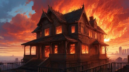 Fototapeta premium The once grand and opulent mansion now lay in ruins,