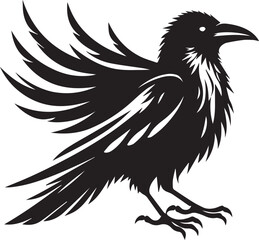 Black Crow Bird Silhouette isolated on a white background Minimalist crow vector illustration