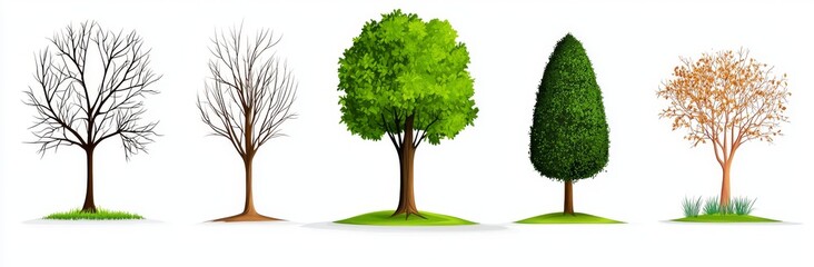 Obraz premium A set of isolated modern design elements. Hand-drawn illustration in sketch style. Nature template. Clipart.