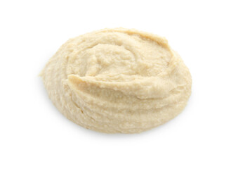 Sample of delicious hummus isolated on white
