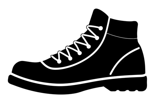 black boot silhouette, white laces clip art preview